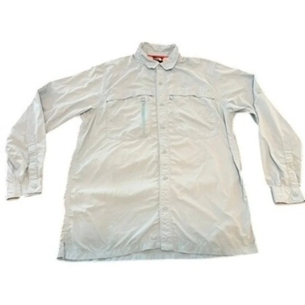 The North Face Mens Light Blue Nylon Hiking Fishing‎ Long Sleeve Shirt Size M